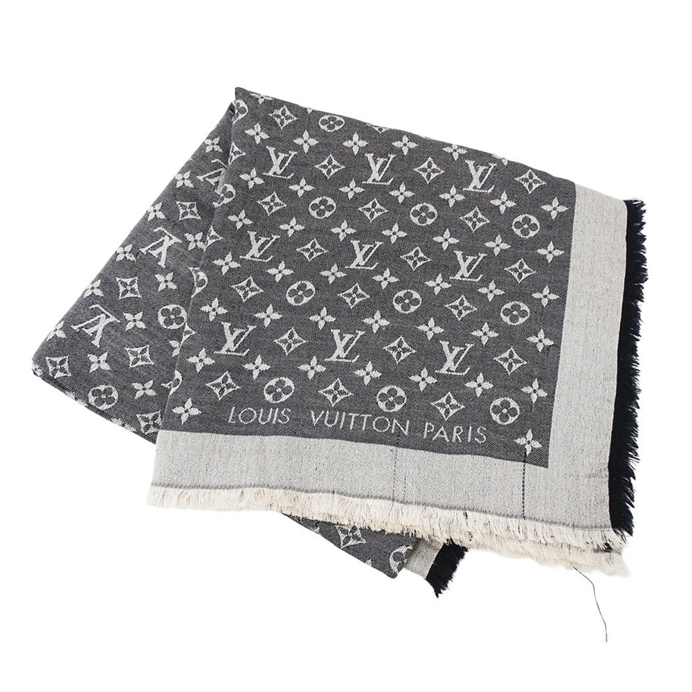 Louis Vuitton LOUIS VUITTON Women's Stole, Silk and Wool Shawl, Monogram Patt...